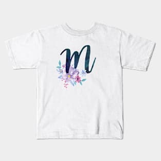 Floral Monogram M Pretty Lilac Bouquet Kids T-Shirt